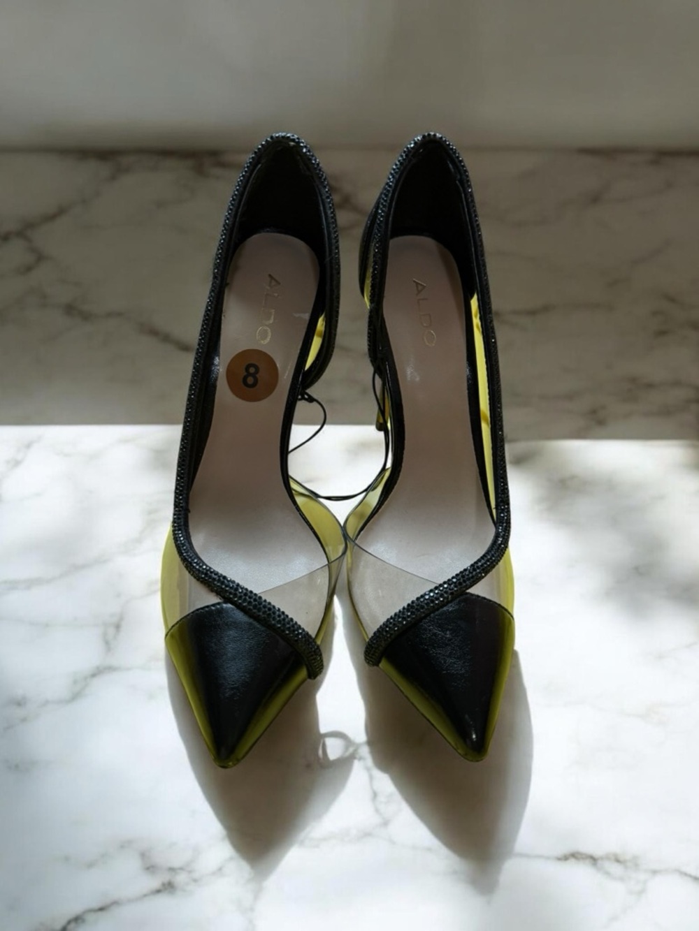 ALDO Women's Black and See Through Pointed Toe Pumps